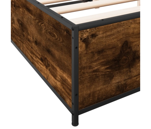 Estructura cama madera ingeniería metal roble ahumado 120x190cm