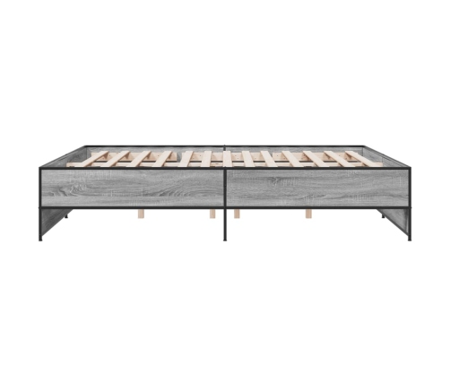 Estructura cama madera ingeniería metal gris Sonoma 200x200 cm