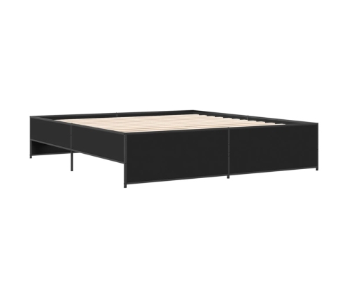 Estructura de cama madera de ingeniería y metal negro 180x200cm