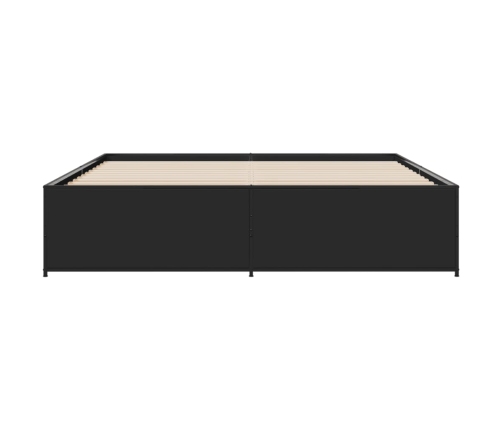 Estructura de cama madera de ingeniería y metal negro 180x200cm