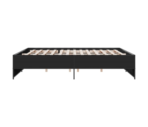 Estructura de cama madera de ingeniería y metal negro 180x200cm