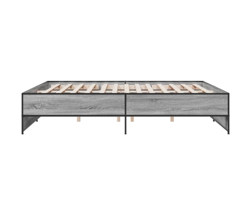 Estructura cama madera ingeniería metal gris Sonoma 180x200 cm