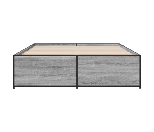 Estructura cama madera ingeniería metal gris Sonoma 150x200 cm