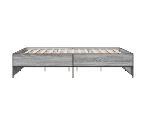 Estructura cama madera ingeniería metal gris Sonoma 150x200 cm