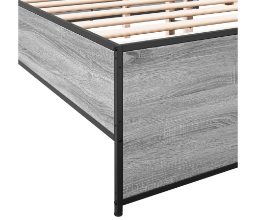 Estructura cama madera ingeniería metal gris Sonoma 150x200 cm