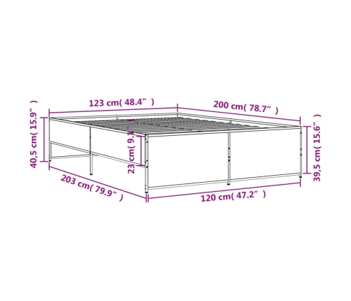 Estructura de cama madera de ingeniería y metal negro 120x200cm