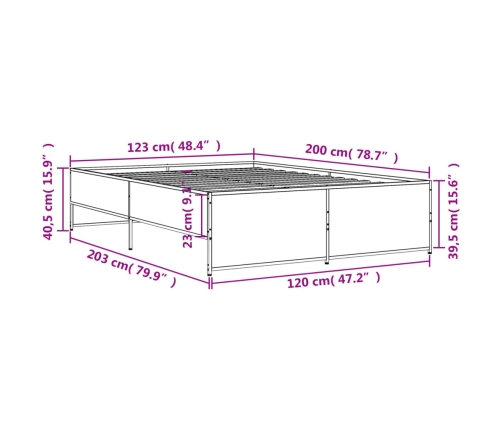 Estructura cama madera ingeniería metal roble Sonoma 120x200 cm