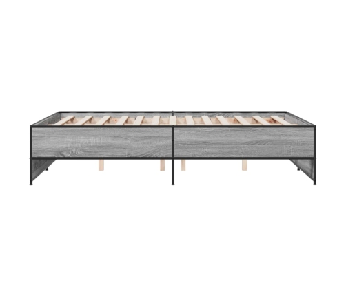 Estructura cama madera ingeniería metal gris Sonoma 120x200 cm