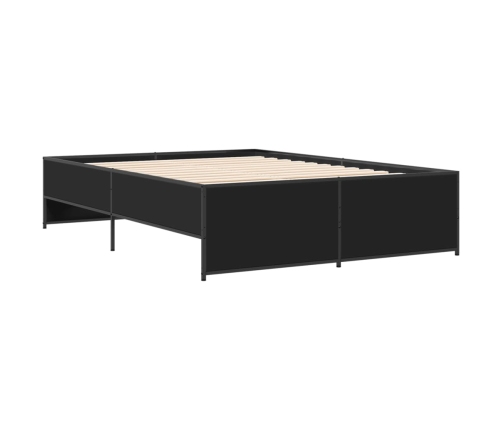 Estructura de cama madera de ingeniería y metal negro 140x190cm