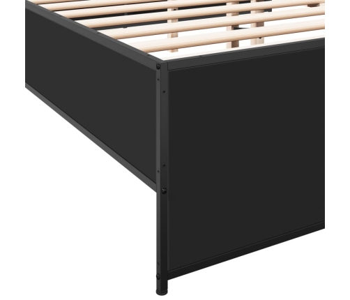 Estructura de cama madera de ingeniería y metal negro 140x190cm