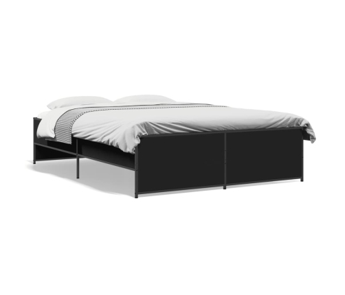 Estructura de cama madera de ingeniería y metal negro 140x190cm