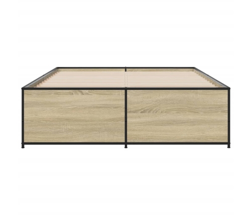Estructura cama madera ingeniería metal roble Sonoma 140x190 cm