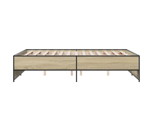 Estructura cama madera ingeniería metal roble Sonoma 140x190 cm