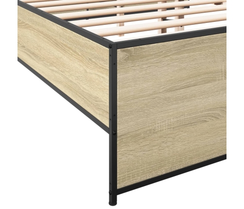 Estructura cama madera ingeniería metal roble Sonoma 140x190 cm