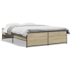 Estructura cama madera ingeniería metal roble Sonoma 140x190 cm