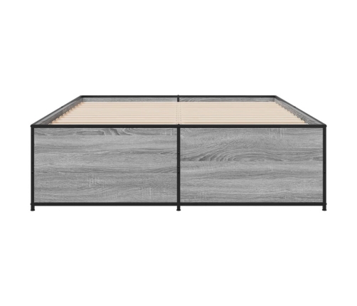 Estructura cama madera ingeniería metal gris Sonoma 140x190 cm