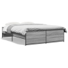 Estructura cama madera ingeniería metal gris Sonoma 140x190 cm