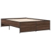 Estructura cama madera ingeniería metal marrón roble 140x190 cm