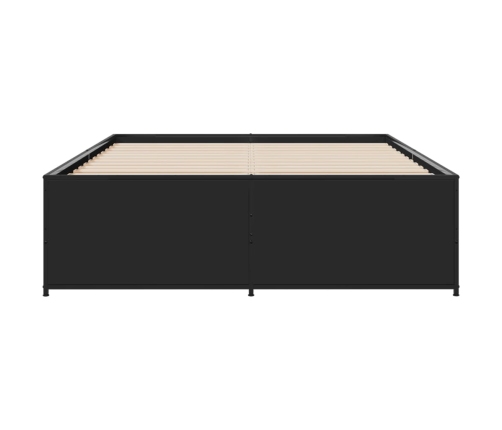 Estructura de cama madera de ingeniería y metal negro 135x190cm