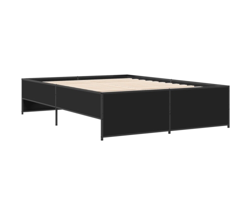 Estructura de cama madera de ingeniería y metal negro 135x190cm