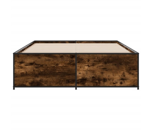 vidaXL Estructura cama madera ingeniería metal roble ahumado 120x190cm