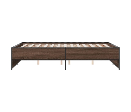 Estructura cama madera ingeniería metal marrón roble 120x190 cm