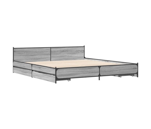 Cama con cajones madera ingeniería gris Sonoma 180x200 cm