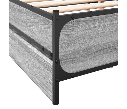 Cama con cajones madera ingeniería gris Sonoma 180x200 cm