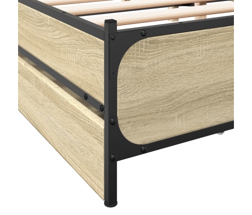 vidaXL Cama con cajones madera ingeniería roble Sonoma 160x200 cm