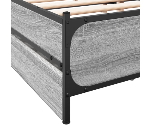 Cama con cajones madera ingeniería gris Sonoma 150x200 cm