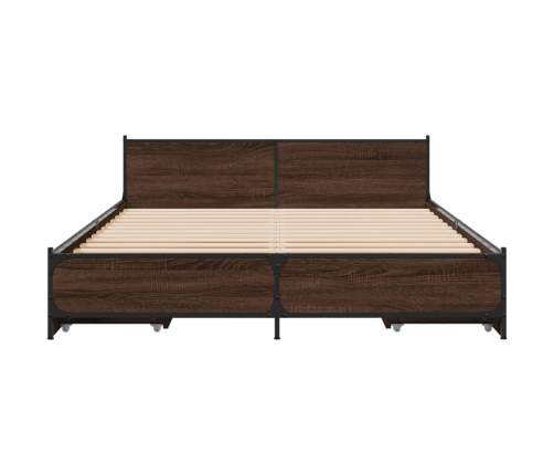 Cama con cajones madera de ingeniería marrón roble 150x200 cm