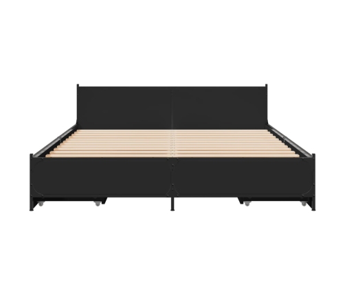 Cama con cajones madera de ingeniería negro 140x200 cm