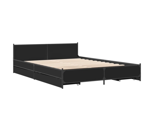 Cama con cajones madera de ingeniería negro 120x200 cm