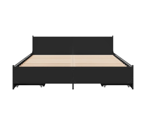 Cama con cajones madera de ingeniería negro 120x200 cm