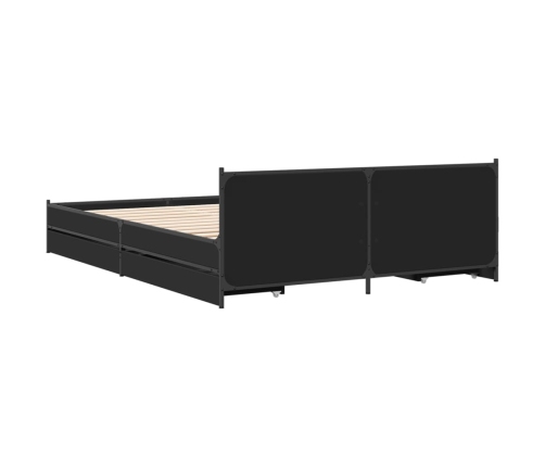 Cama con cajones madera de ingeniería negro 120x200 cm