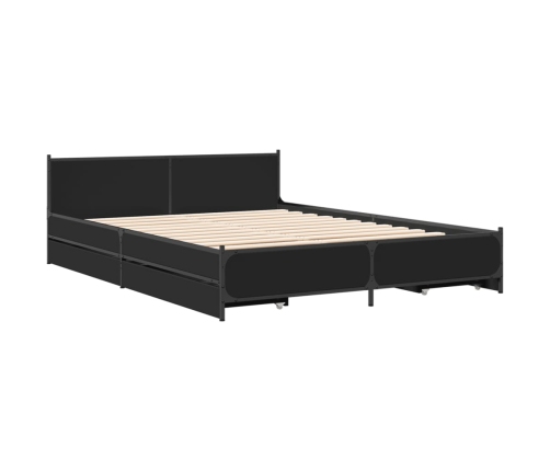 Cama con cajones madera de ingeniería negro 140x190 cm