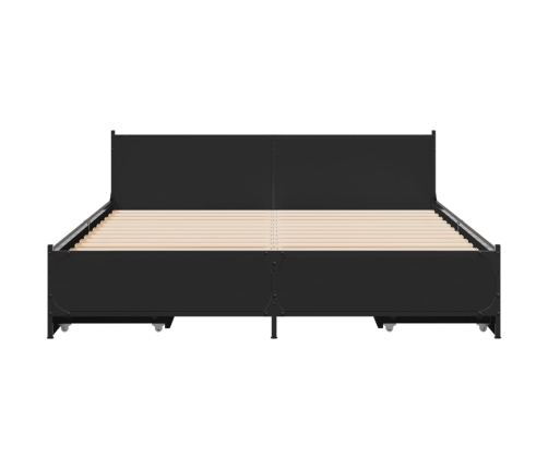 Cama con cajones madera de ingeniería negro 140x190 cm