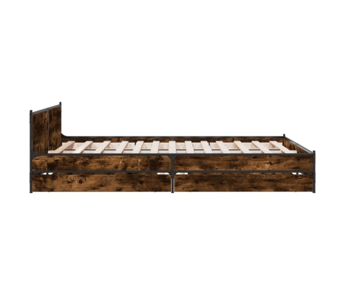 Cama con cajones madera de ingeniería roble ahumado 135x190 cm