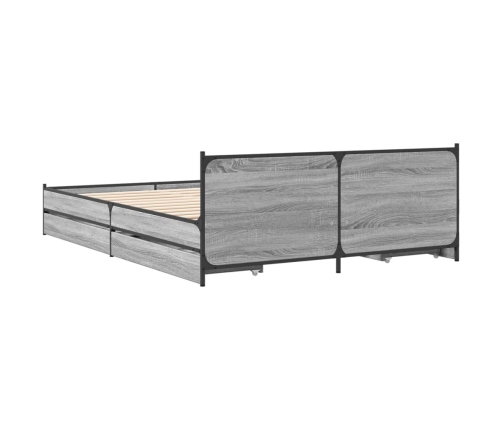 Cama con cajones madera de ingeniería gris Sonoma 135x190 cm