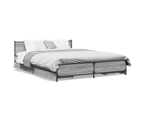 Cama con cajones madera de ingeniería gris Sonoma 135x190 cm