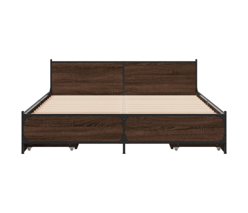 vidaXL Cama con cajones madera de ingeniería marrón roble 120x190 cm