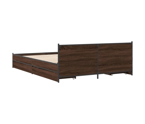 vidaXL Cama con cajones madera de ingeniería marrón roble 120x190 cm