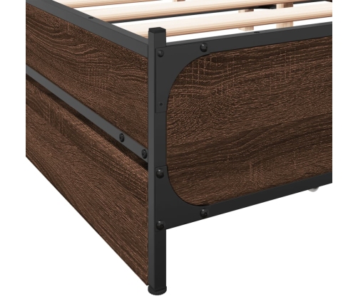 vidaXL Cama con cajones madera de ingeniería marrón roble 120x190 cm