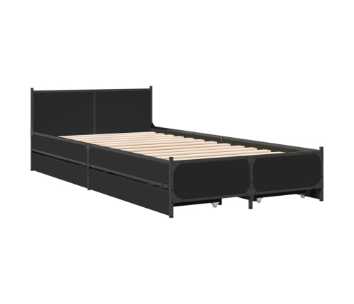 Cama con cajones madera de ingeniería negro 90x190 cm