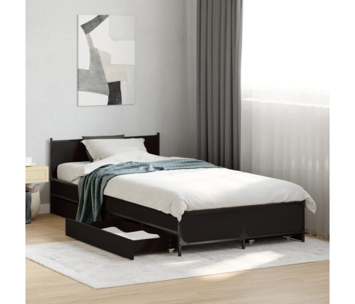 Cama con cajones madera de ingeniería negro 90x190 cm