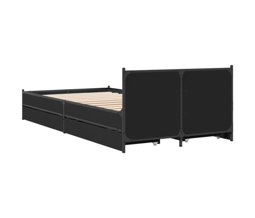 Cama con cajones madera de ingeniería negro 90x190 cm