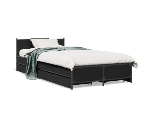 Cama con cajones madera de ingeniería negro 90x190 cm