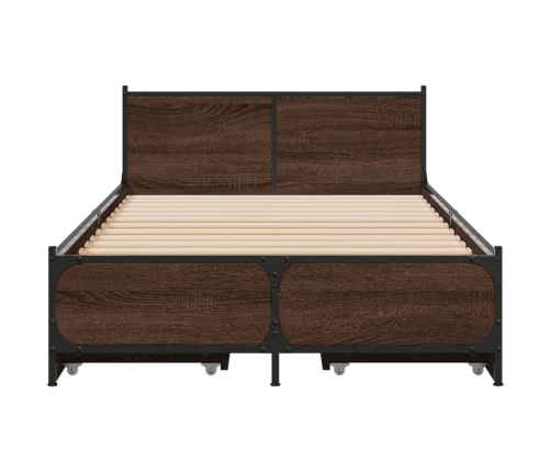 vidaXL Cama con cajones madera de ingeniería marrón roble 90x190 cm