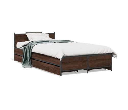 vidaXL Cama con cajones madera de ingeniería marrón roble 90x190 cm