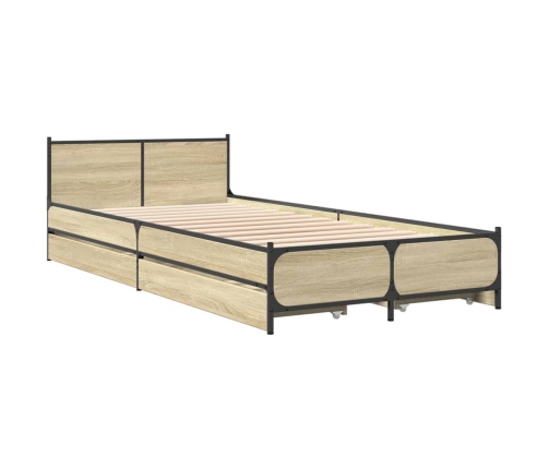 Cama con cajones madera ingeniería roble Sonoma 100x200 cm